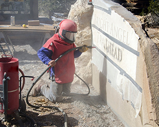Sandblasting Outdoor Concrete Sculptures
